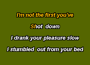 Im not the first you 've
Shot down

I drank your pleasure slow

lstumbled out from your bed
