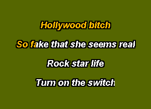 Hollywood bitch

So fake that she seems real
Rock star life

Turn on the switch