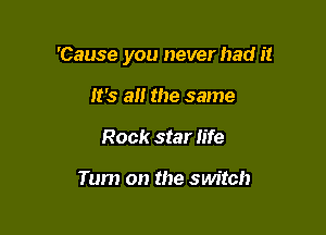 'Cause you never had it

It's an the same
Rock star life

Tum on the switch