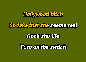 Hollywood bitch

So fake that she seems real
Rock star life

Turn on the switch