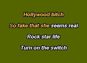 Hollywood bitch

So fake that she seems real
Rock star life

Turn on the switch