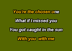 You're the chosen one

What if I missed you

You got caught in the sun

With you with me