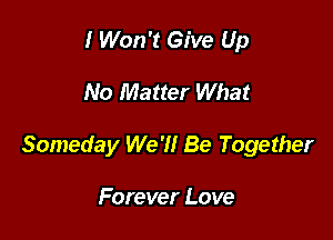 I Won't Give Up

No Matter What

Someday We'll Be Together

Forever Love