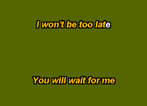 I won't be too late

You will wait for me