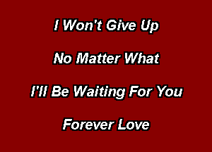 I Won't Give Up

No Matter What

I '1! Be Waiting For You

Forever Love