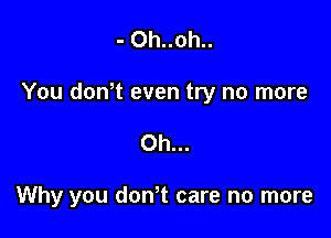 - Oh..oh..

You dowt even try no more

Oh...