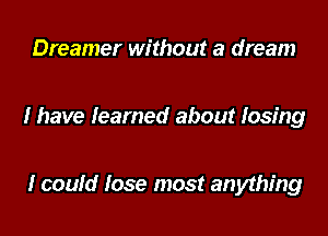 Dreamer without a dream

I have teamed about losing

1' could lose most anything