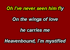 Oh I've never seen him fly
On the wings of love

he carries me

Heavenbound, I'm mystified