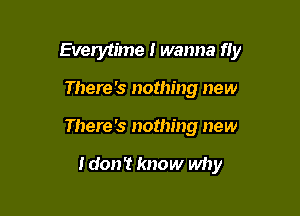 Everytime I wanna fly

There's nothing new
There '3 nothing new

I don't know why