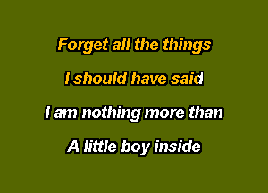 Forget a the things

lshould have said
Jam nothing more than

A little boy inside