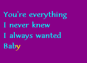 You're everything
I never knew

I always wanted
Baby