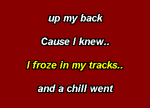 up my back

Cause I knew.

I froze in my tracks.

and a chill went