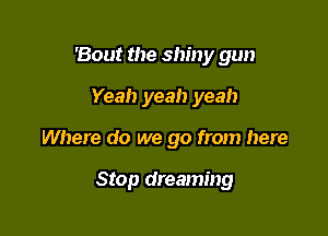 'Bout the shiny gun
Yeah yeah yeah

Where do we go from here

Stop dreaming