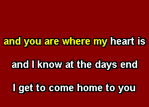 and you are where my heart is

and I know at the days end

I get to come home to you