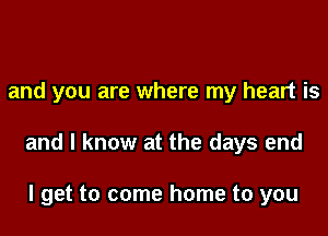 and you are where my heart is

and I know at the days end

I get to come home to you