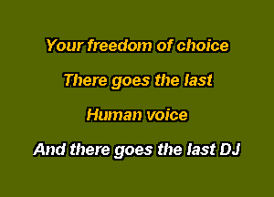 Your freedom of choice
There goes the last

Human voice

And there goes the last DJ