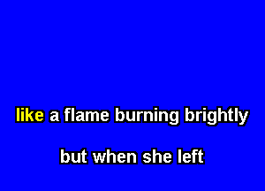 like a flame burning brightly

but when she left