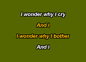 I wonder why I cry
And I

I wonder why I bother

And I