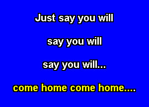 Just say you will

say you will
say you will...

come home come home....