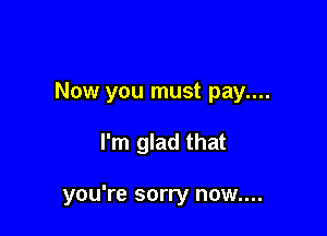 Now you must pay....

I'm glad that

you're sorry now....