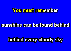 You must remember

sunshine can be found behind

behind every cloudy sky