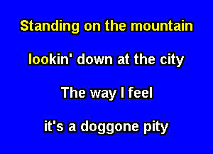 Standing on the mountain
lookin' down at the city

The way I feel

it's a doggone pity