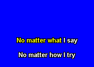 No matter what I say

No matter how I try