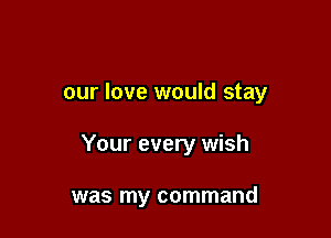 our love would stay

Your every wish

was my command