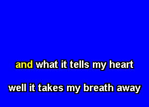 and what it tells my heart

well it takes my breath away