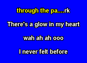 through the pa....rk

There's a glow in my heart

wah ah ah 000

I never felt before