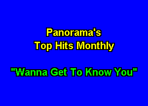 Panorama's
Top Hits Monthly

Wanna Get To Know You