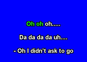 Oh oh oh .....

Da da da da uh....

- Oh I didn't ask to go