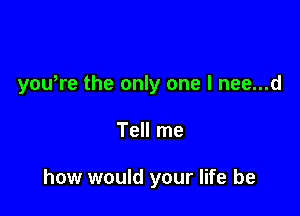 yowre the only one I nee...d

Tell me

how would your life be