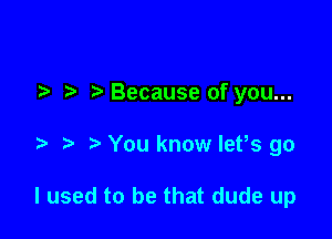 7-. Because of you...

You know let,s go

I used to be that dude up