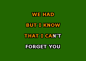 WE HAD

BUT I KNOW

THAT I CAN'T

FORGET YOU