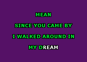 MEAN

SINCE YOU CAME BY

I WALKED AROUND IN

MY DREAM