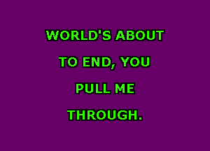 WORLD'S ABOUT

TO END, YOU

PULL ME
THROUGH.