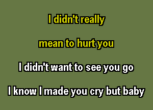 I didn't really
mean to hurt you

I didn't want to see you go

I know I made you cry but baby