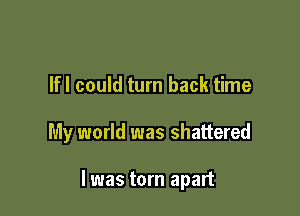 Ifl could turn back time

My world was shattered

I was torn apart