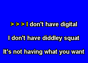 .2- z I don't have digital

I don't have diddley squat

It's not having what you want