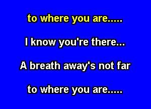 to where you are .....

I know you're there...

A breath away's not far

to where you are .....