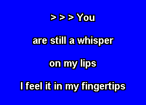 t) You
are still a whisper

on my lips

I feel it in my fingertips