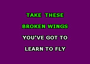 TAKE THESE

BROKEN WINGS

YOU'VE GOT TO

LEARN TO FLY