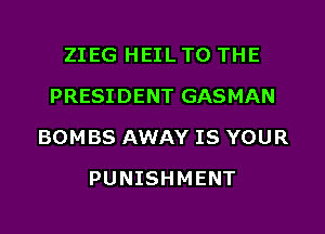 ZIEG HEIL TO THE
PRESIDENT GASMAN

BOMBS AWAY IS YOUR

PUNISHMENT