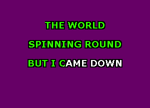 THE WORLD
SPINNING ROUND

BUT I CAME DOWN