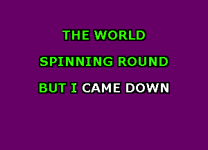 THE WORLD
SPINNING ROUND

BUT I CAME DOWN