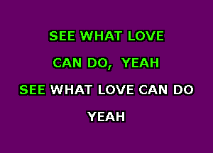 SEE WHAT LOVE

CAN DO, YEAH

SEE WHAT LOVE CAN DO
YEAH