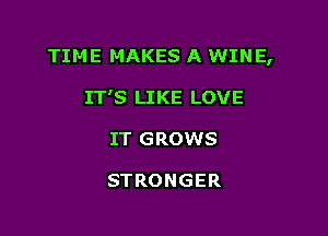 TIME MAKES A WINE,

IT'S LIKE LOVE
IT GROWS

STRONGER