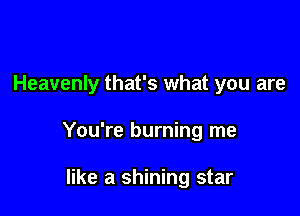 Heavenly that's what you are

You're burning me

like a shining star