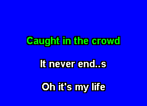 Caught in the crowd

It never end..s

Oh it's my life
